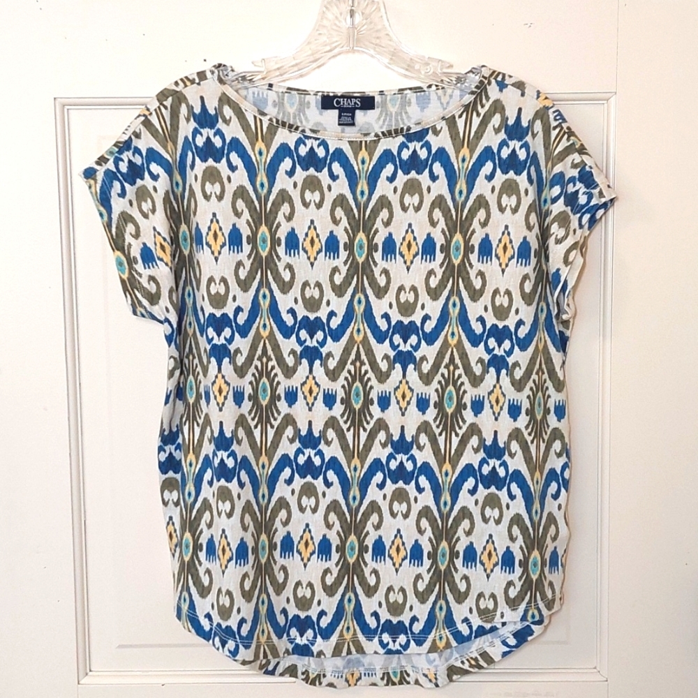 Chaps Ikat/aztec Print Tee, Size S